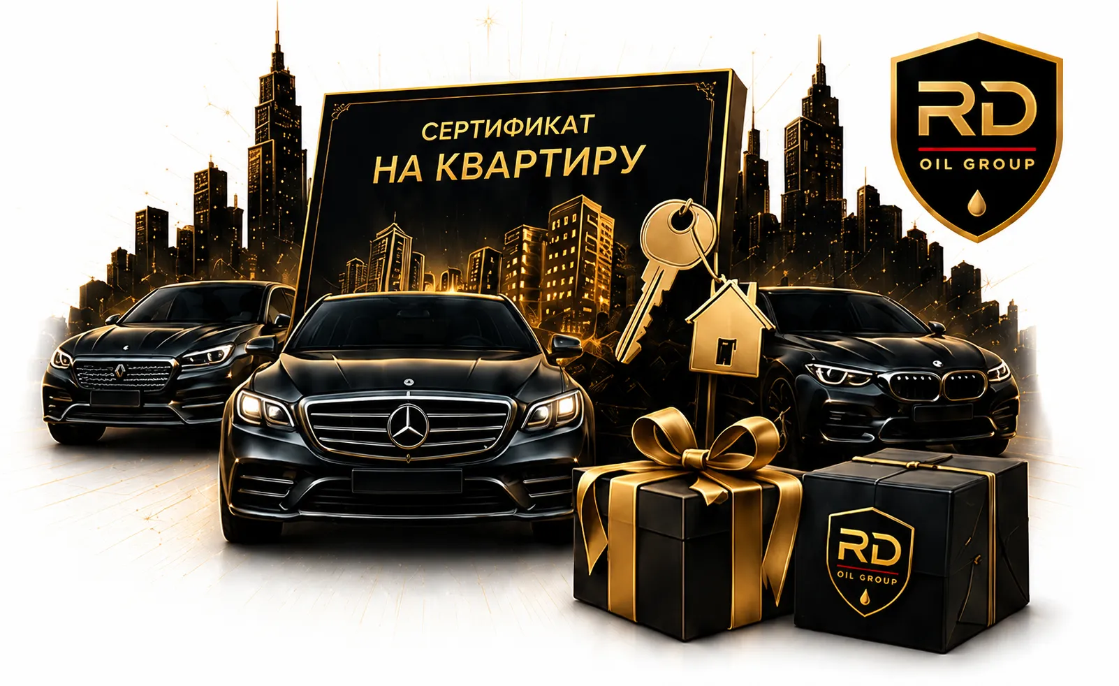 Сертификат на квартиру, автомобили и подарки RD Oil Group